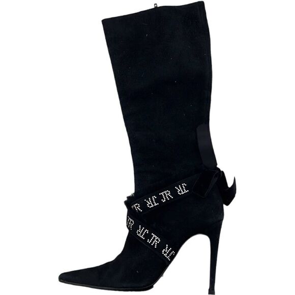 Vintage JOHN RICHMOND Women Boots US 9 EU 39 Zip-Up Suede Leather High Heels - Picture 2 of 13